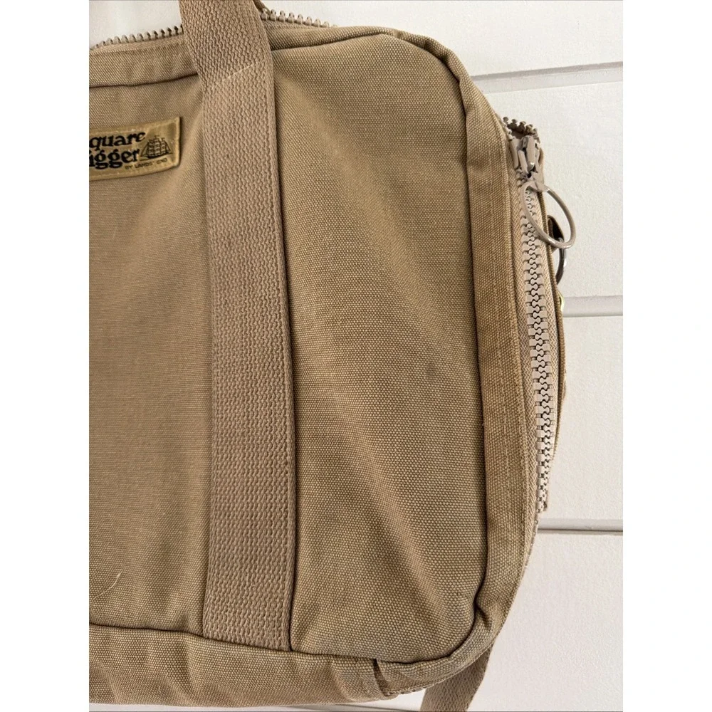 Vintage Lands End Square Rigger Shoulder Canvas Messenger Bag Khaki OLA0002